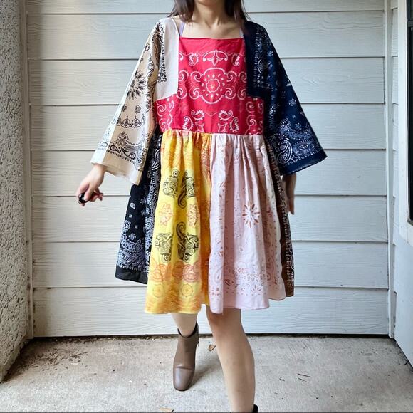 Handmade Earthy Bandana Dress/Plus Size SKU 14209 - Picture 1 of 15